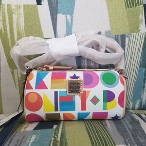 Dooney & Bourke Art Deco Buffy Crossbody Shoulder Bag Coated Cotton Boho Purse